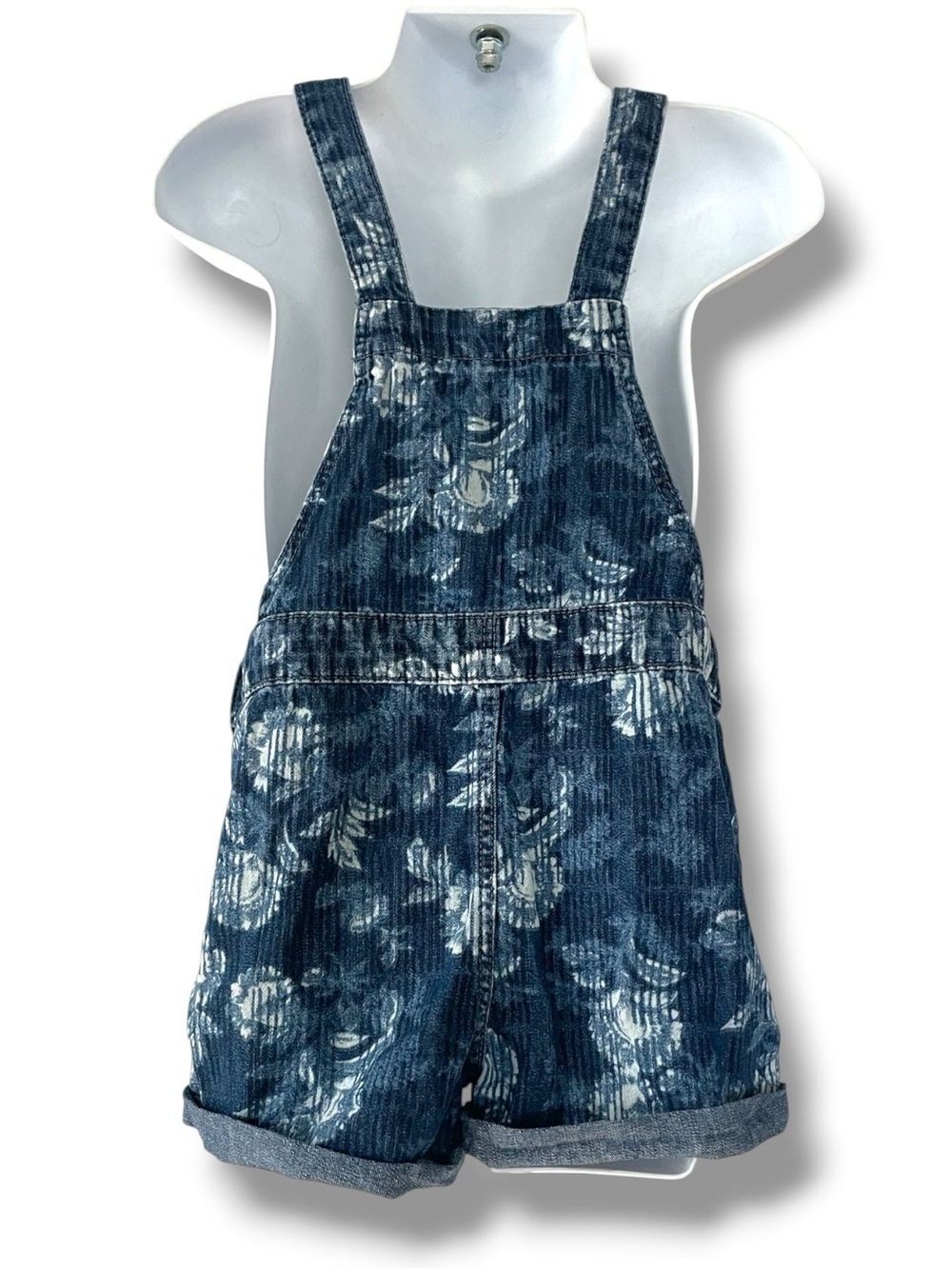 OshKosh B’gosh 4T Floral Denim Overalls Shortfall’s Print Short Kids Y2K 90s - Picture 2 of 8